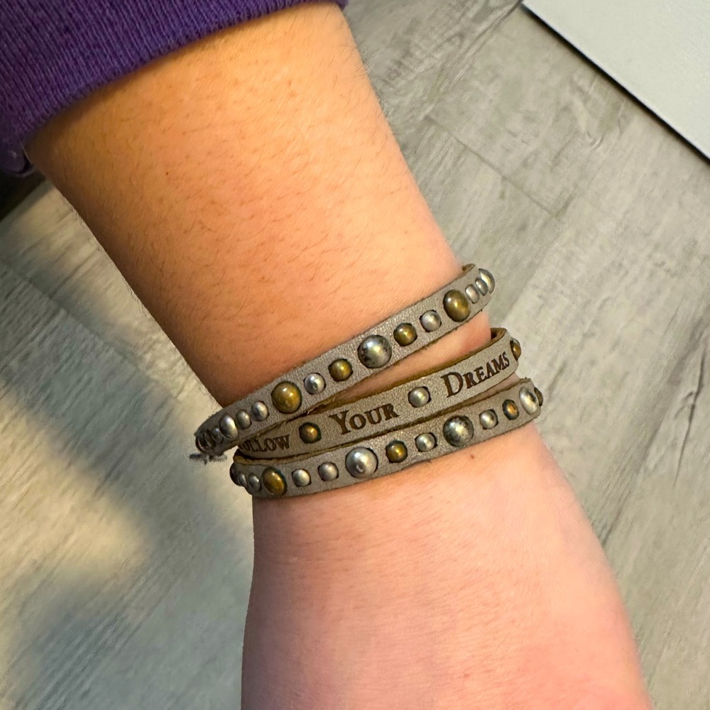 Dillon Rogers stud wrap bracelet follow your dreams leather believe clip